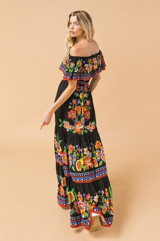 Halter Bohemian Floral Maxi Dress - Tropical Print Ethnic Print Keyhole Sundress in Saudi Arabia