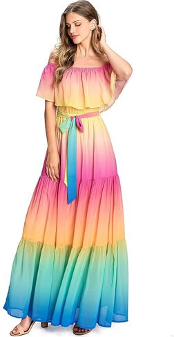 Halter Bohemian Floral Maxi Dress - Tropical Print Ethnic Print Keyhole Sundress in Saudi Arabia