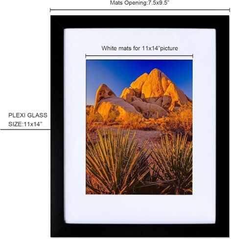 إطارات صور مقاس 20 × 24 مع حصيرة مشطوفة وشماعة تثبيت مدمجة على الحائط، بتنسيقات أفقية ورأسية، أسود، 20 بوصة × 24 بوصة، حزمة واحدة in Kuwait