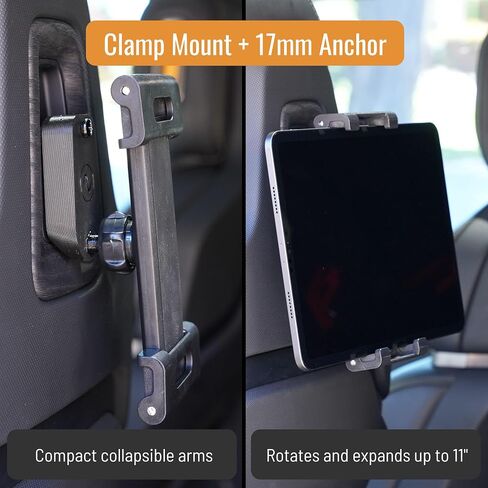 Ball Mount Seat Back Anchor for Rivian R1T & R1S | Fits Behind The Driver or Front Passenger Seat, Made in USA with 17mm Ball Mount and Tablet Clamp in Saudi Arabia