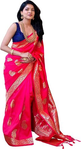 ساري حريري فني للنساء ساري هندي تقليدي من زاري نقي للنساء مع بلوزة غير مخيطة in Kuwait