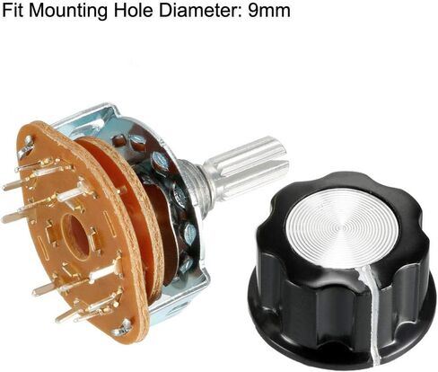 uxcell 6mm 2P5T 2 Pole 5 Position Selectable Single Deck Band Channel Rotary Switch Selector with plastic knob in Saudi Arabia