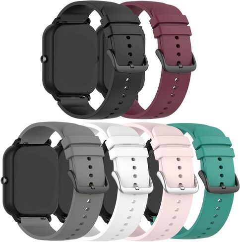 E ECSEM Bands Compatible for FITVII H56 Replacement Wristbands Accessory Colourful Silicone Bracelet 6Pack Quick Release Strap Arm Bands for FITVII H56 Smartwatch, Soft and Durable in Saudi Arabia