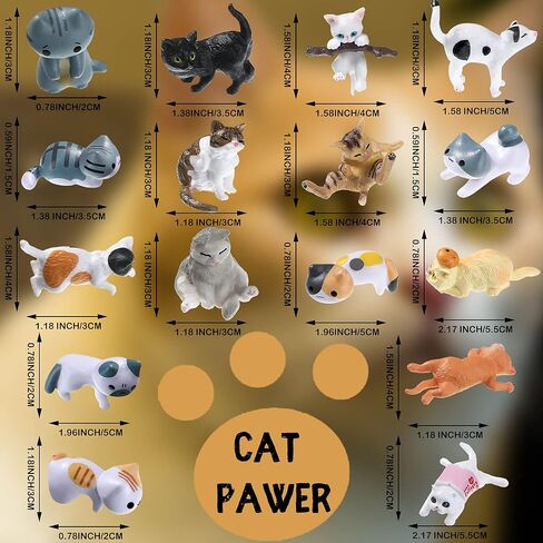 Blulu 16 Pcs Realistic Cat Figurines Toy Lovely Cats Figurines Miniature Cat Figures Toy Set Mini Animals Figurine Ornament for Easter Eggs Cake Toppers Birthday Gift Fairy Home Garden Boys Girls in Saudi Arabia