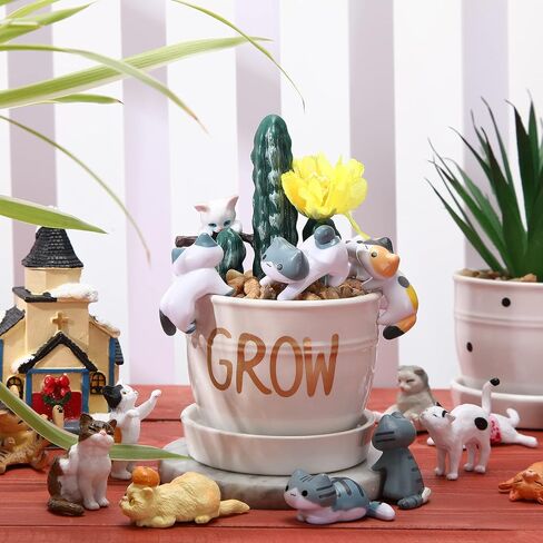 Blulu 16 Pcs Realistic Cat Figurines Toy Lovely Cats Figurines Miniature Cat Figures Toy Set Mini Animals Figurine Ornament for Easter Eggs Cake Toppers Birthday Gift Fairy Home Garden Boys Girls in Saudi Arabia