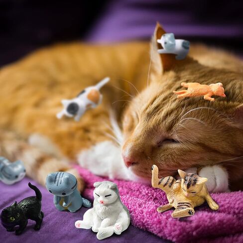 Blulu 16 Pcs Realistic Cat Figurines Toy Lovely Cats Figurines Miniature Cat Figures Toy Set Mini Animals Figurine Ornament for Easter Eggs Cake Toppers Birthday Gift Fairy Home Garden Boys Girls in Saudi Arabia