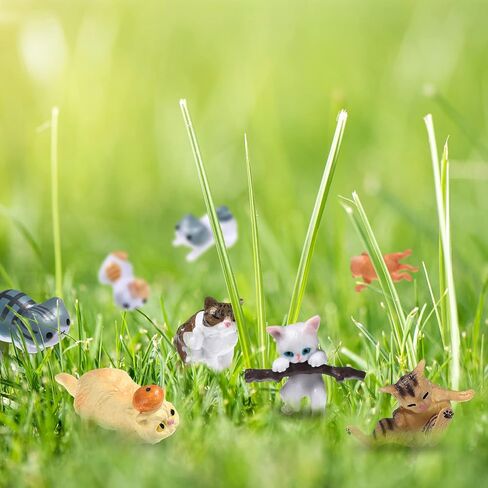 Blulu 16 Pcs Realistic Cat Figurines Toy Lovely Cats Figurines Miniature Cat Figures Toy Set Mini Animals Figurine Ornament for Easter Eggs Cake Toppers Birthday Gift Fairy Home Garden Boys Girls in Saudi Arabia