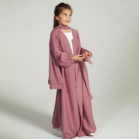 IBAKOM عباية فتاة فستان مسلم مع حجاب عيد رمضان ملابس إسلامية أفغانية دبي ملابس أسقف كم فستان صلاة عربي in Saudi Arabia