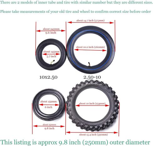مجموعة أنابيب إطارات سكوتر مقاس 10 × 2.50، إطار طريق المدينة وأنبوب داخلي سميك لموازنة ذاتية ذكية مقاس 10 بوصة، أنبوب إطار سكوتر كهربائي بحافة 6 بوصة in Kuwait