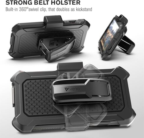 حافظة Vena vArmor متينة متوافقة مع هاتف Apple iPhone 14 (6.1 بوصة)، (متوافقة مع MagSafe، حماية من السقوط من الدرجة العسكرية) غطاء بمشبك حزام عالي التحمل مع مسند in Kuwait