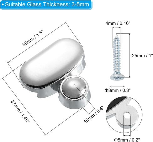 PATIKIL Mirror Clip, 6 Set Zinc Alloy Mirror Mounting Clip Clamps Kit Fixing Oval Holder Brackets for 3-5mm Thick Glass in Bathroom Bedroom, Silver in Saudi Arabia