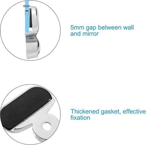PATIKIL Mirror Clip, 6 Set Zinc Alloy Mirror Mounting Clip Clamps Kit Fixing Oval Holder Brackets for 3-5mm Thick Glass in Bathroom Bedroom, Silver in Saudi Arabia