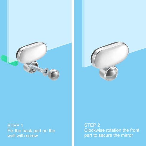 PATIKIL Mirror Clip, 6 Set Zinc Alloy Mirror Mounting Clip Clamps Kit Fixing Oval Holder Brackets for 3-5mm Thick Glass in Bathroom Bedroom, Silver in Saudi Arabia