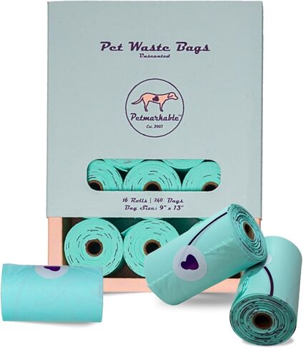 Durable Dog Poop Bags Rolls Eco Friendly, Leakproof, Odor-Free, Vegetable-Based Doggy Poop Bags, Giving Back to Charity (240 Bag / 16 Roll) in Saudi Arabia