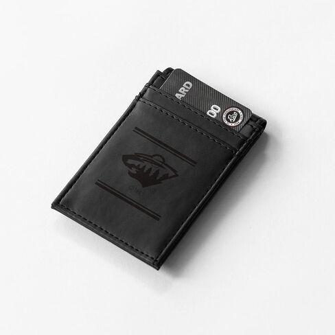 Rico Industries NHL Minnesota Wild Premium Laser Engraved Vegan Black Leather Tri-fold Wallet - Slim yet Sturdy Design - Perfect to Show Your Team Pride or Gift in Saudi Arabia