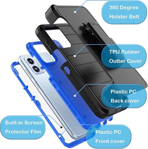 Tekcoo Case for Motorola Moto G 5G | 2023 Only | XT2313 with [Built-in Screen Protector] Secure Holster Locking Belt Clip [Military Grade 12FT Drop Tested] Full Body Carrying Kickstand Cover [Orange] in Kuwait