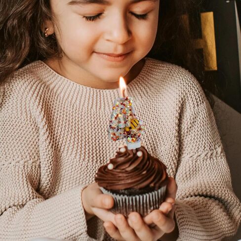 النحل رقم 4 شمعة عيد ميلاد فتاة 4 كعكة توبر شموع عيد ميلاد النحل كعكة الزينة عسل النحل كب كيك القبعات العالية عيد النحل سعيد ديكور in Kuwait