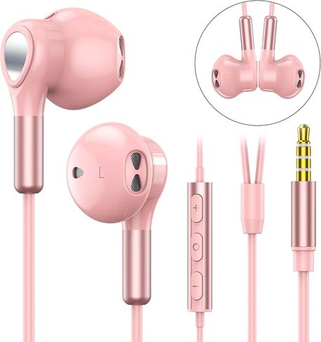 Headphones Wired, In-Ear Wired Earphones Earbuds, Half in Ear Headphones 3.5mm Jack, Wired Headphones with Microphone and Volume Control for iPhone, Samsung, Android, iPad,MP3,Most 3.5mm Audio Devices in Saudi Arabia