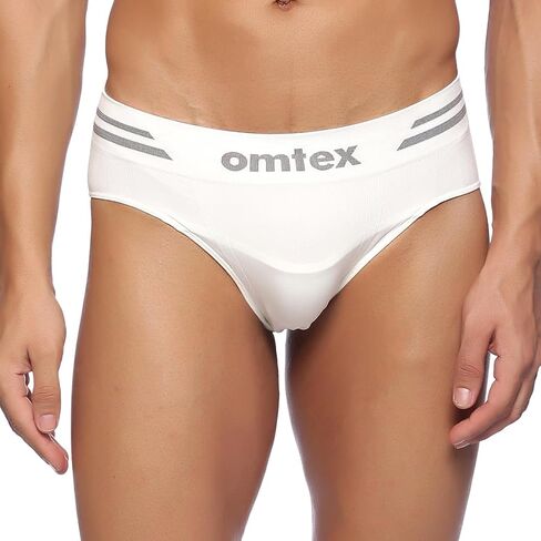 Men's Athletic V-Seamless Stretchable Brief Full Covered with Cup Pocket, Ideal for Workout and Sports Quick Dry Moisture Wicking Underwear White - X-Large in Saudi Arabia