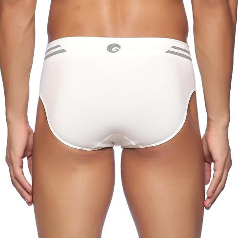 Men's Athletic V-Seamless Stretchable Brief Full Covered with Cup Pocket, Ideal for Workout and Sports Quick Dry Moisture Wicking Underwear White - X-Large in Saudi Arabia