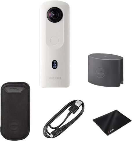 كاميرا RICOH Theta SC2 360° 4K كروية VR مع ذاكرة داخلية 14 جيجابايت (أبيض) حزمة غطاء عدسة TL-1 لكاميرا Theta SC/SC2/V 360 درجة وقماش تنظيف الانتظار مع حقيبة (حزمة أساسية) in Saudi Arabia