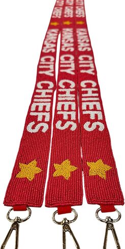 Kansas Beaded Purse Strap Game day Football Red with Yellow Stars White Lettering for Clear Stadium Bag Merch City 49" Long 1.75" Wide in Saudi Arabia