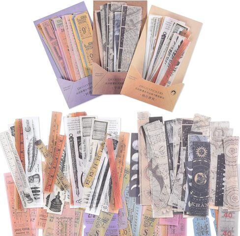 Vintage Washi Paper Stickers for Journaling, 120 Pieces Antique Planner bullet Journal Self-Adhesive Retro Aesthetic Decorative Stickers Decals for Scrapbook, DIY Arts and Crafts, Photo Album, Diary, in Saudi Arabia
