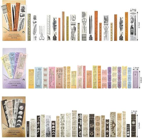 Vintage Washi Paper Stickers for Journaling, 120 Pieces Antique Planner bullet Journal Self-Adhesive Retro Aesthetic Decorative Stickers Decals for Scrapbook, DIY Arts and Crafts, Photo Album, Diary, in Saudi Arabia
