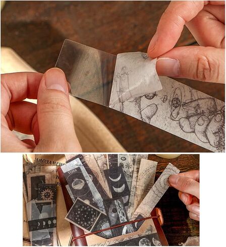 Vintage Washi Paper Stickers for Journaling, 120 Pieces Antique Planner bullet Journal Self-Adhesive Retro Aesthetic Decorative Stickers Decals for Scrapbook, DIY Arts and Crafts, Photo Album, Diary, in Saudi Arabia