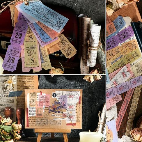 Vintage Washi Paper Stickers for Journaling, 120 Pieces Antique Planner bullet Journal Self-Adhesive Retro Aesthetic Decorative Stickers Decals for Scrapbook, DIY Arts and Crafts, Photo Album, Diary, in Saudi Arabia