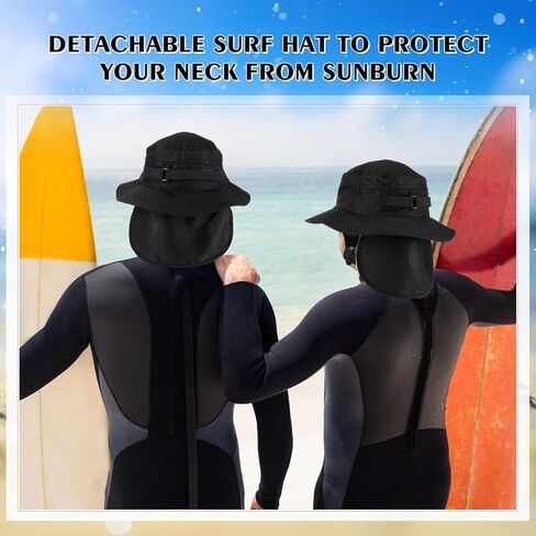 قبعة دلو لركوب الأمواج للنساء والرجال، قبعات صيفية سريعة الجفاف لركوب الأمواج مع وشاح للرقبة قابل للفصل وحزام ذقن قابل للتعديل in Kuwait