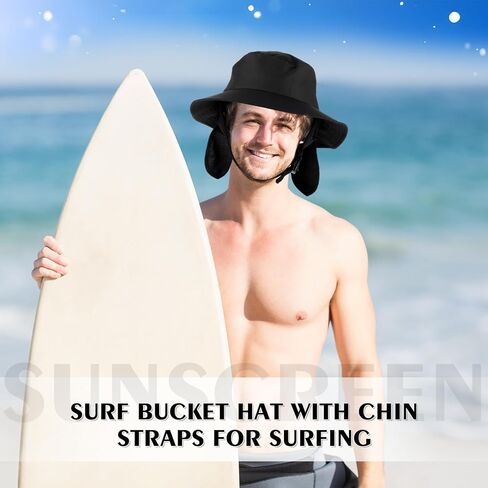 قبعة دلو لركوب الأمواج للنساء والرجال، قبعات صيفية سريعة الجفاف لركوب الأمواج مع وشاح للرقبة قابل للفصل وحزام ذقن قابل للتعديل in Kuwait