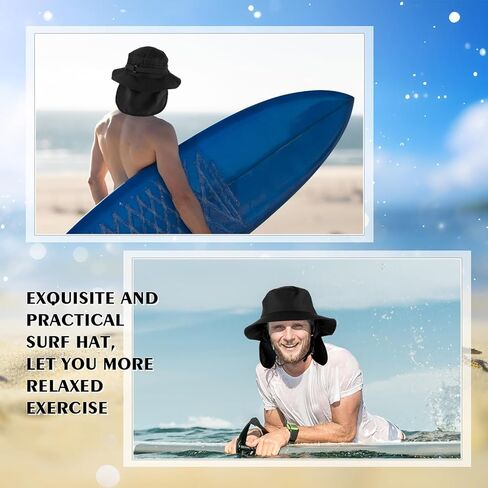 قبعة دلو لركوب الأمواج للنساء والرجال، قبعات صيفية سريعة الجفاف لركوب الأمواج مع وشاح للرقبة قابل للفصل وحزام ذقن قابل للتعديل in Kuwait