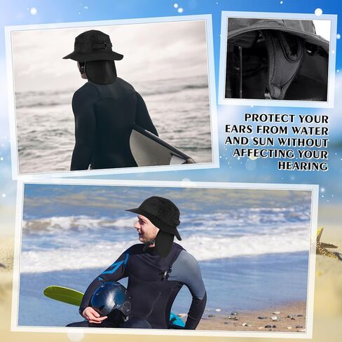 قبعة دلو لركوب الأمواج للنساء والرجال، قبعات صيفية سريعة الجفاف لركوب الأمواج مع وشاح للرقبة قابل للفصل وحزام ذقن قابل للتعديل in Kuwait