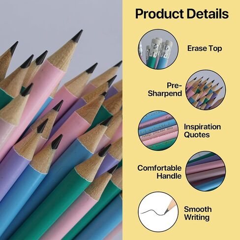Posh Pencil- 30 Motivation Quote Pencils, Pre Sharpened Pencils #2 Bulk, Classroom Supplies, Teacher Gifts, Positive Pencils, Bulk Pencils for Students, Cool School Supplies in Saudi Arabia