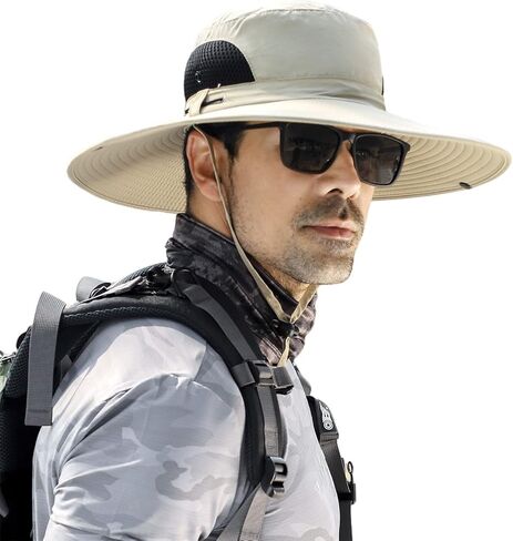 قبعة الشمس للرجال والنساء ذات حافة واسعة، قبعة دلو للحماية من الأشعة فوق البنفسجية وطاردة للماء، قبعة جيدة التهوية لصيد الأسماك والمشي لمسافات طويلة والحديقة والشاطئ in Kuwait