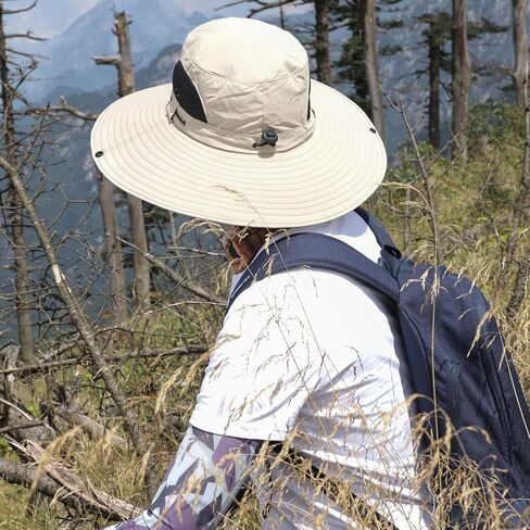 قبعة الشمس للرجال والنساء ذات حافة واسعة، قبعة دلو للحماية من الأشعة فوق البنفسجية وطاردة للماء، قبعة جيدة التهوية لصيد الأسماك والمشي لمسافات طويلة والحديقة والشاطئ in Kuwait