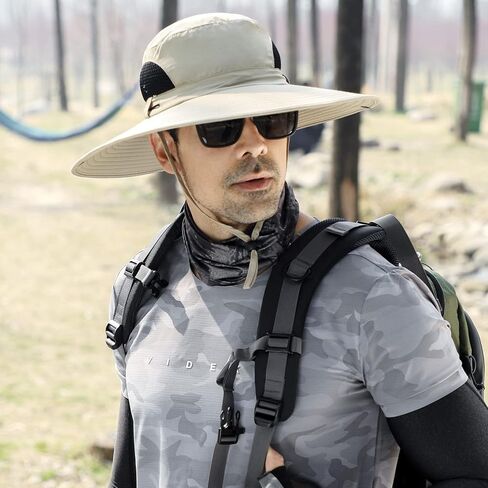 قبعة الشمس للرجال والنساء ذات حافة واسعة، قبعة دلو للحماية من الأشعة فوق البنفسجية وطاردة للماء، قبعة جيدة التهوية لصيد الأسماك والمشي لمسافات طويلة والحديقة والشاطئ in Kuwait