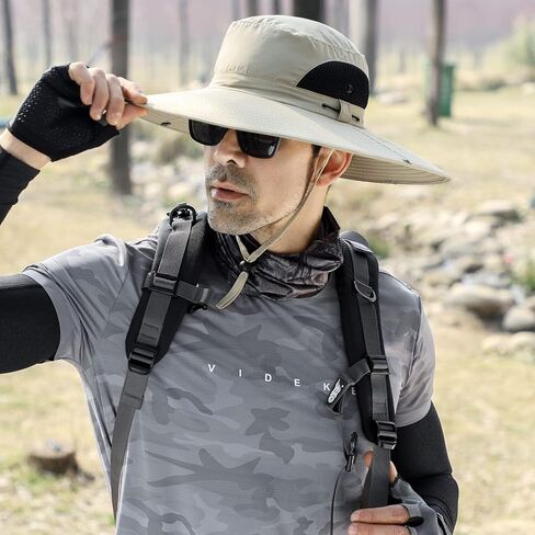 قبعة الشمس للرجال والنساء ذات حافة واسعة، قبعة دلو للحماية من الأشعة فوق البنفسجية وطاردة للماء، قبعة جيدة التهوية لصيد الأسماك والمشي لمسافات طويلة والحديقة والشاطئ in Kuwait