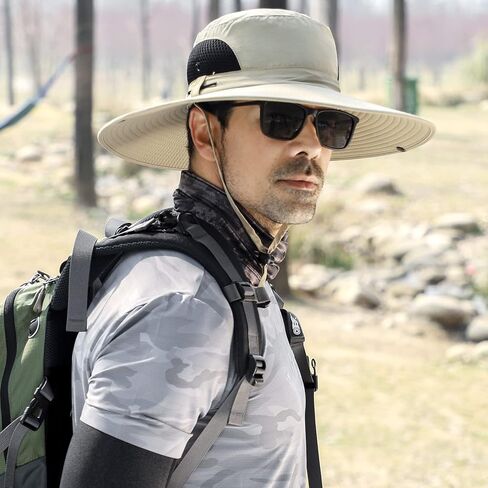 قبعة الشمس للرجال والنساء ذات حافة واسعة، قبعة دلو للحماية من الأشعة فوق البنفسجية وطاردة للماء، قبعة جيدة التهوية لصيد الأسماك والمشي لمسافات طويلة والحديقة والشاطئ in Kuwait