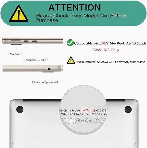 Teryeefi [Heavy Duty Fold Kickstand] Case for 2022 2024 MacBook Air 13.6 Inch M3 M2 A2681 A3113 Model, 5in1 Shockproof Protective Hard Shell with Keyboard Cover, Rose in Saudi Arabia