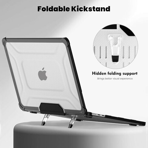Teryeefi [Heavy Duty Fold Kickstand] Case for 2022 2024 MacBook Air 13.6 Inch M3 M2 A2681 A3113 Model, 5in1 Shockproof Protective Hard Shell with Keyboard Cover, Rose in Saudi Arabia