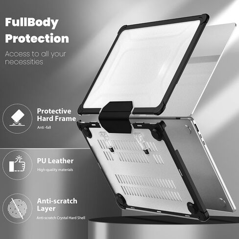Teryeefi [Heavy Duty Fold Kickstand] Case for 2022 2024 MacBook Air 13.6 Inch M3 M2 A2681 A3113 Model, 5in1 Shockproof Protective Hard Shell with Keyboard Cover, Rose in Saudi Arabia