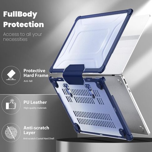 Teryeefi [Heavy Duty Fold Kickstand] Case for 2022 2024 MacBook Air 13.6 Inch M3 M2 A2681 A3113 Model, 5in1 Shockproof Protective Hard Shell with Keyboard Cover, Rose in Saudi Arabia