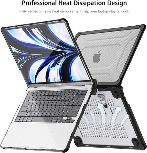Teryeefi [Heavy Duty Fold Kickstand] Case for 2022 2024 MacBook Air 13.6 Inch M3 M2 A2681 A3113 Model, 5in1 Shockproof Protective Hard Shell with Keyboard Cover, Rose in Saudi Arabia