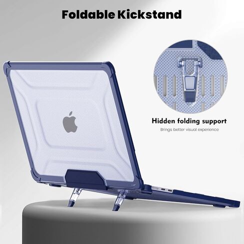 Teryeefi [Heavy Duty Fold Kickstand] Case for 2022 2024 MacBook Air 13.6 Inch M3 M2 A2681 A3113 Model, 5in1 Shockproof Protective Hard Shell with Keyboard Cover, Rose in Saudi Arabia