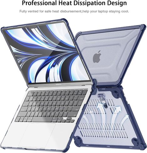 Teryeefi [Heavy Duty Fold Kickstand] Case for 2022 2024 MacBook Air 13.6 Inch M3 M2 A2681 A3113 Model, 5in1 Shockproof Protective Hard Shell with Keyboard Cover, Rose in Saudi Arabia