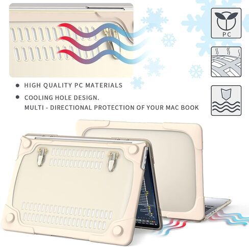 تصميم مسند Teryeefi لجهاز MacBook Air 13.6 بوصة، إصدار 2022، شريحة M2 A2681 مع معرف اللمس وشبكية العين، غطاء صلب واقٍ شديد التحمل مقاوم للصدمات + غطاء لوحة مفاتيح + محول OTG، XKK-أسود in Kuwait