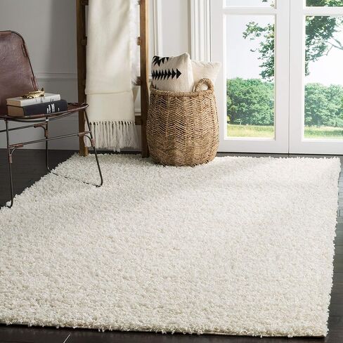 سجادة SAFAVIEH Athens Shag Collection - 10.16 سم × 15.24 سم، إسفنج البحر، سمك 1.5 بوصة مثالي لمناطق المرور العالية في المدخل، وغرفة المعيشة، وغرفة النوم (SGA119D) in Saudi Arabia