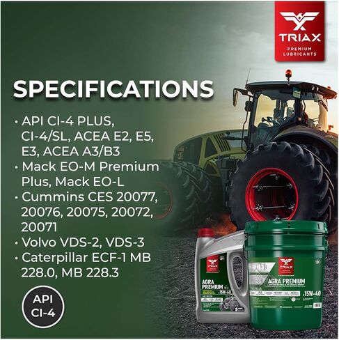 TRIAX Agra Premium 15W-40 - Super Heavy Duty Diesel Oil for Agricultural Equipment (5 Quart) in Saudi Arabia